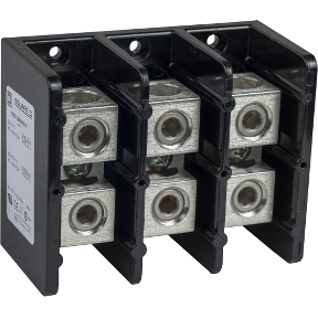 Schneider Electric Power Distribution Block; 310A; 600VAC; 3-Pole; Box Terminals; 1/1 Line/Load Terminal Openings; Panel Mount
